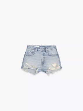 NWT Zara High Rise Curved Denim Mini Shorts Size 4